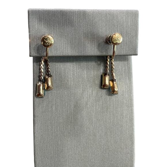 VINTAGE STAR ART 12K G.F. BLUE RHINESTONE EARRINGS (7154) - Picture 2 of 5